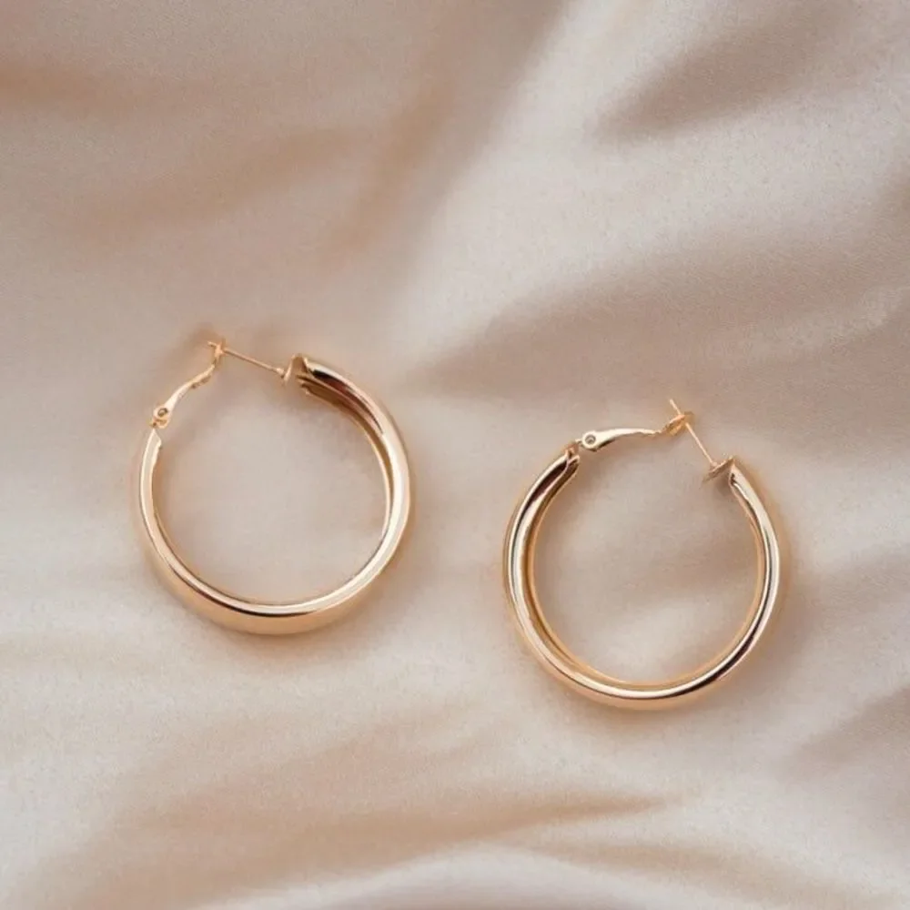 18K Gold Plated Large Hailey Hoop Earrings